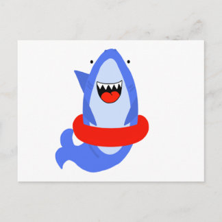 Fun Shark mit Red Swim Ring Postkarte
