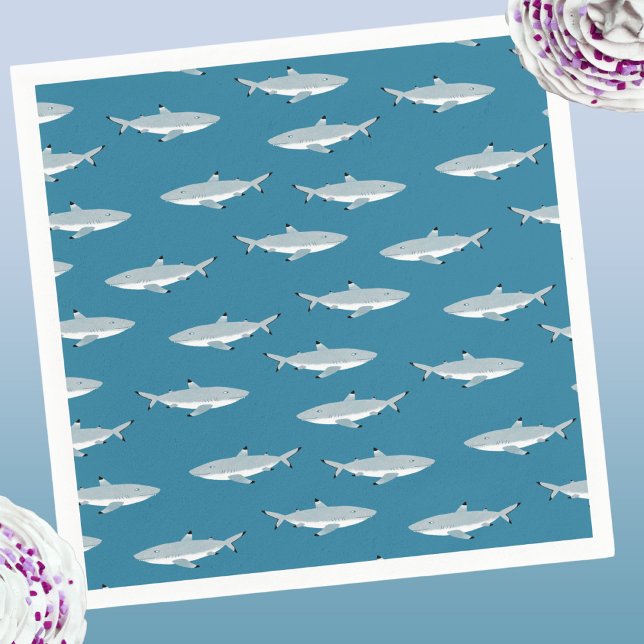 Fun Shark Underwater Themed Serviette (Fun shark pattern underwater themed party party paper napkins)