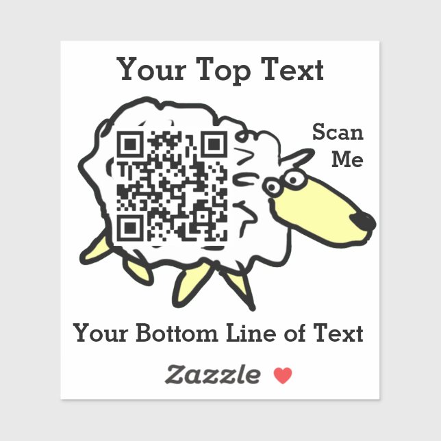 Fun Sheep, das Ihren QR-Code auf einem Aufkleber (Blatt)