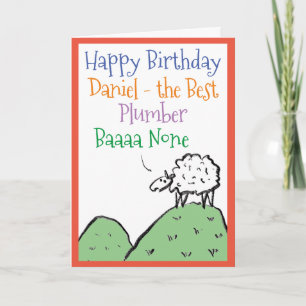 Fun Sheep Design Happy Birthday to a Plumber Karte