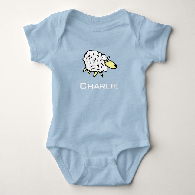 Fun Sheep Design. Wählen Sie den Namen. Neugeboren Baby Strampler (Vorderseite)