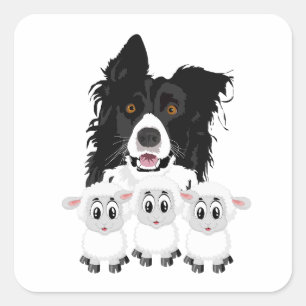 Fun Sheep Herding Hund Quadratischer Aufkleber