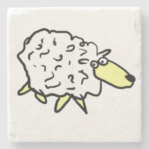 Fun Sheep Illustration auf einer Steinuntersetzer