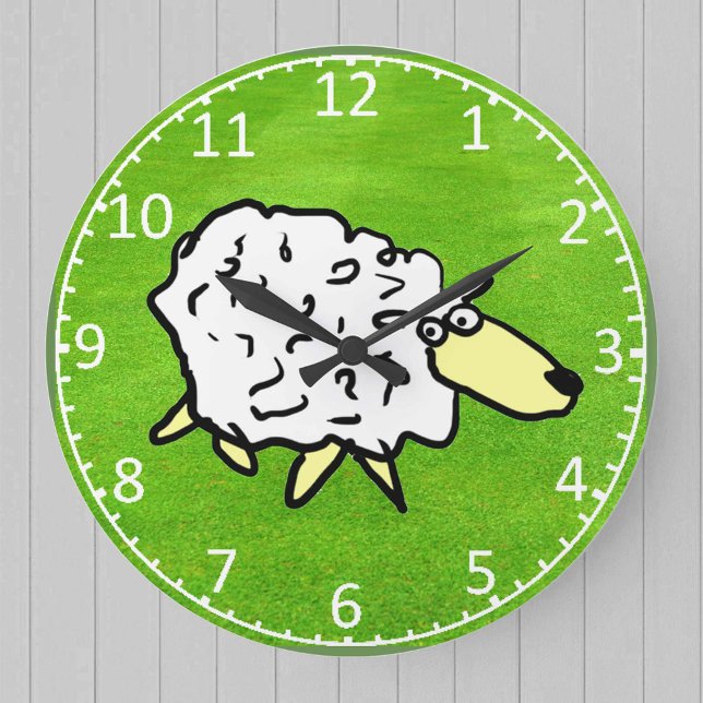Fun Sheep Illustration Große Wanduhr (Von Creator hochgeladen)