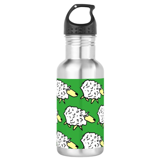 Fun Sheep im Stil eines Cartoon Edelstahlflasche (Vorderseite)