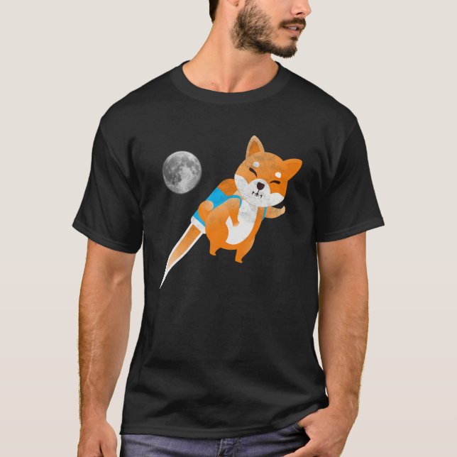 Fun Shiba Inu Crypto Moon Rocket Shib Army Meme Co T-Shirt (Vorderseite)