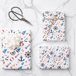 Fun Ship Ahoy Segelschiff Nautical Lighthouse Geschenkpapier Set