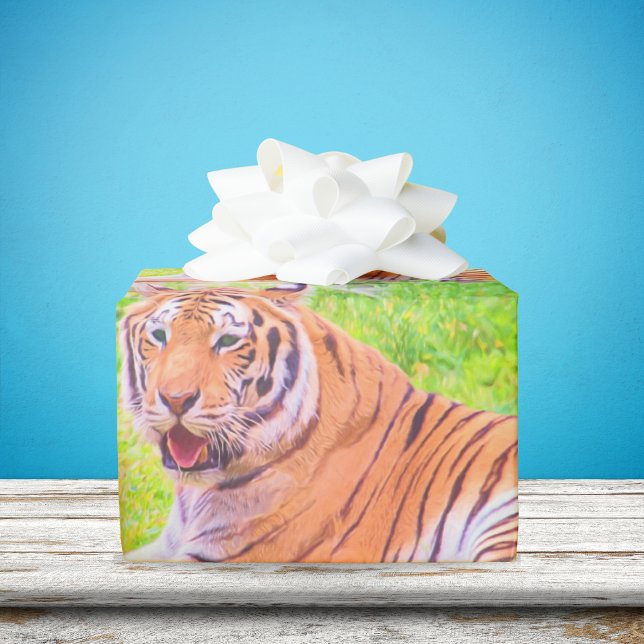 Fun sibirisches Tiger farbiges Wrapping Paper Geschenkpapier (Von Creator hochgeladen)
