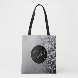 Fun SIlver Black Confetti Monogram