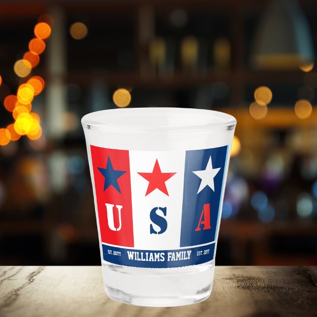 Fun Simple American Flag, Patriotic USA, Familienn Schnapsglas (Von Creator hochgeladen)