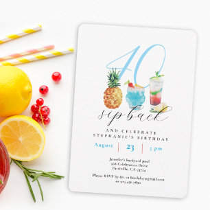 Fun Sip Back Cocktails 40. Geburtstag Party Einladung