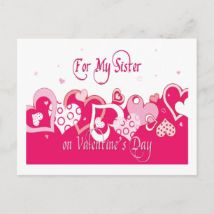 Fun Sister Pink Herz Valentine Postkarte