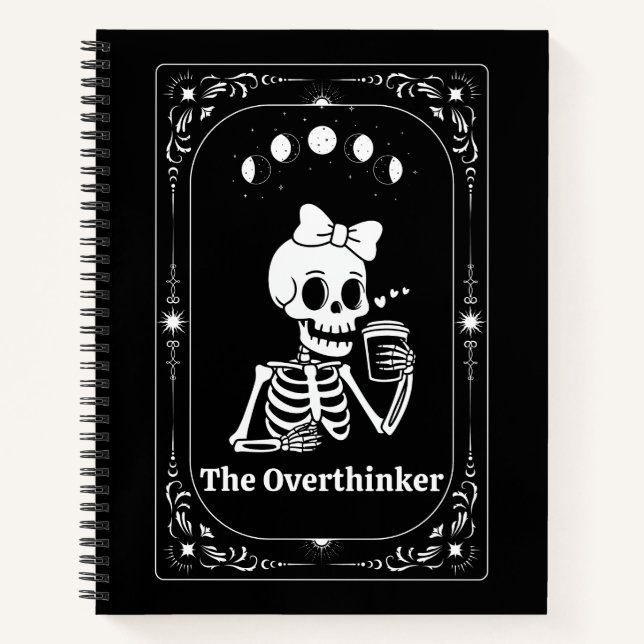 Fun Skeleton Tarot Card Gothic Skull Goth Hexe Notizbuch (Vorderseite)
