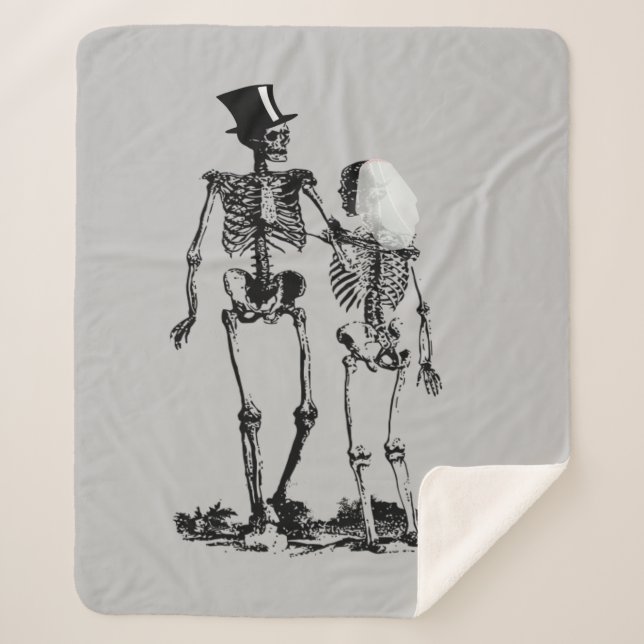 Fun Skeleton Wedding Couple Sherpadecke (Vorderseite)