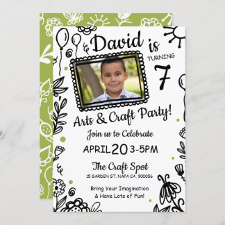 Fun Sketch Doodle Handwerk Geburtstagsparty Einlad Einladung