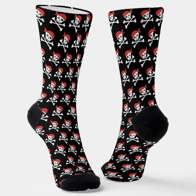 Fun Skull and Crossbones Pattern Pirate Socken (Gewinkelt)