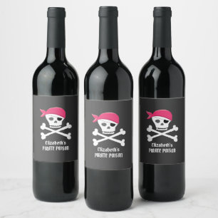 Fun Skull Crossbones Pirate Gift Personalisiert Weinetikett