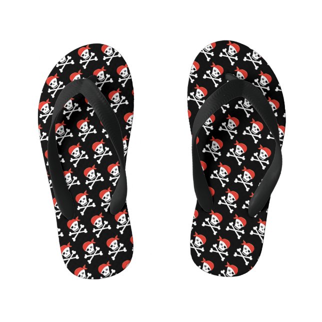 Fun Skull und Crossbones Pattern Pirate Kinderbadesandalen (Fußbett)