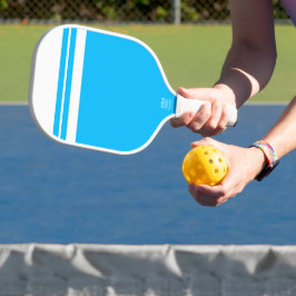 Fun Sky Blue White Color Block Top Racing Streifen Pickleball Schläger
