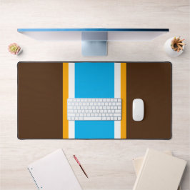 Fun Sky Blue Yellow White Brown Racing Streifen Schreibtischunterlage