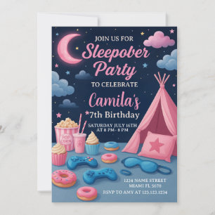 Fun Sleepover Party Einladung für Mädchen