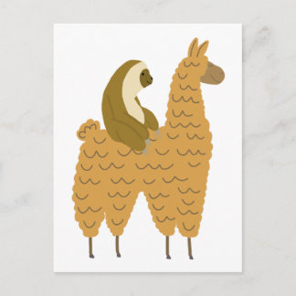 Fun Sloth Riding a Llama Postkarte