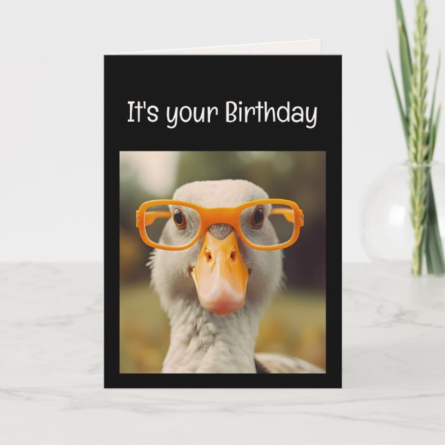 Fun Smart Goose Glasses Birthday Animal Spaß Karte (Vorderseite)