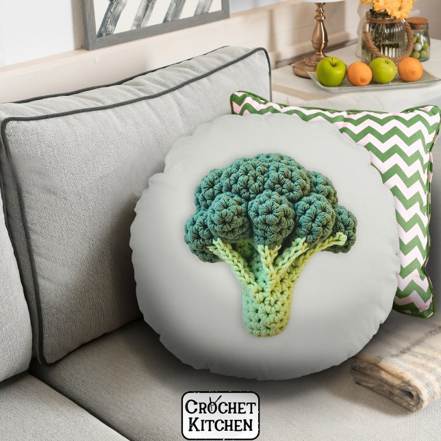 Fun Smood Boost Green Minimalistisch Crochet Brocc Rundes Kissen (Von Creator hochgeladen)