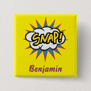 Fun Snap Gelbes Comic Buch Design Button