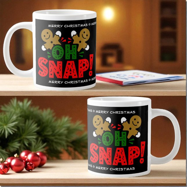 Fun Snapped Gingerbread Man Weihnachts-Tasse Jumbo-Tasse (Running template top and bottom Christmas ceramic mug)