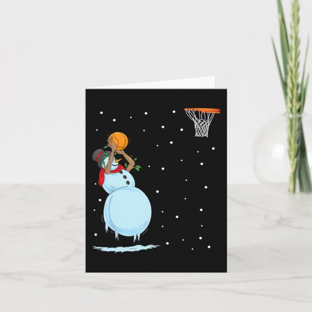 Fun Snowman Basketball Weihnachten Karte (Vorderseite)
