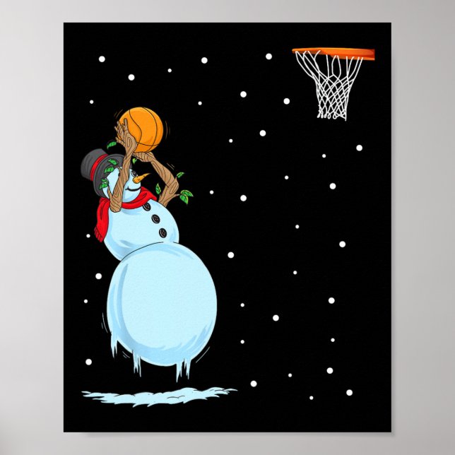 Fun Snowman Basketball Weihnachten Poster (Vorne)
