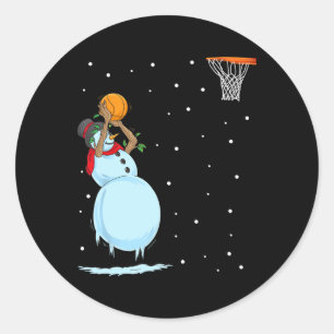 Fun Snowman Bysketbyll Weihnachten Runder Aufkleber