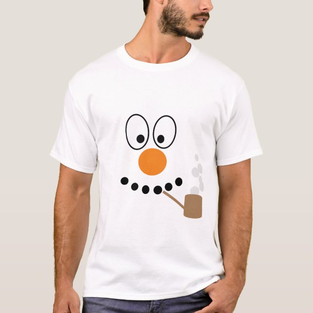 Fun Snowman Cartoon Weihnachten T-Shirt (Vorderseite)