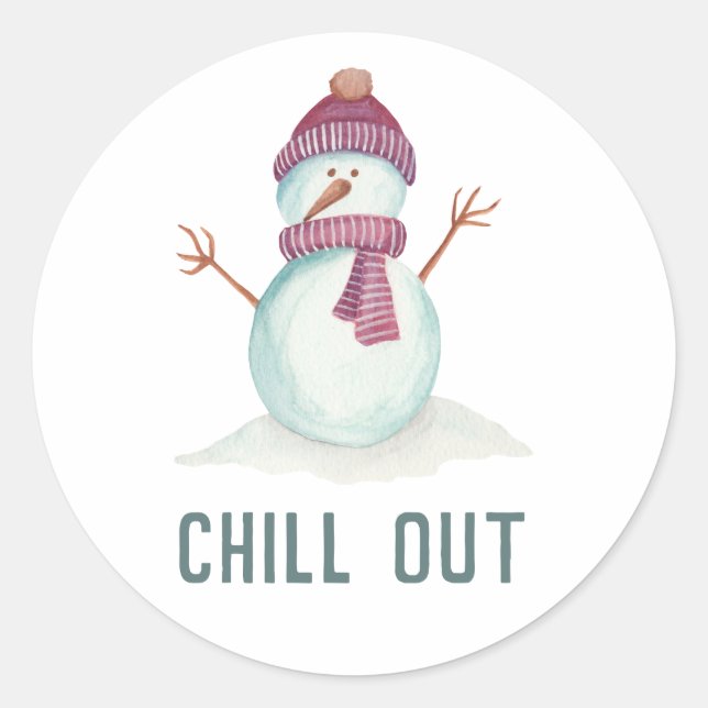 Fun Snowman Weihnachten Runder Aufkleber (Vorderseite)