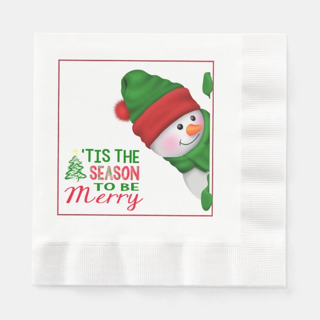Fun Snowman Weihnachtsbuch Napkin Serviette (Vorderseite)
