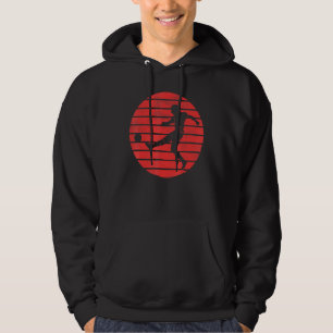 Fun Soccer Player Silhouette auf einem roten Sonne Hoodie