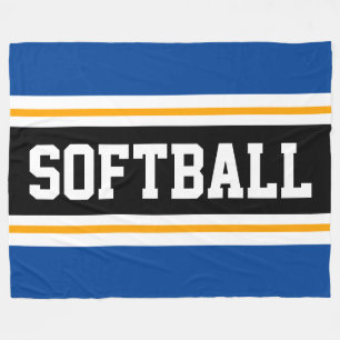Fun SOFTBALL Bright Black Athletic Stripes Fleecedecke