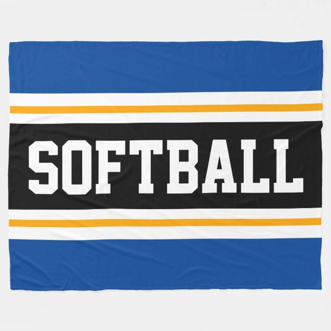 Fun SOFTBALL Bright Black Athletic Stripes Fleecedecke (Vorderseite (Horizontal))