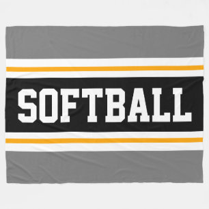 Fun SOFTBALL Grau schwarz Athletic Racing Streifen Fleecedecke