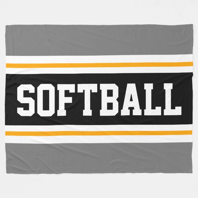 Fun SOFTBALL Grau schwarz Athletic Racing Streifen Fleecedecke (Vorderseite (Horizontal))