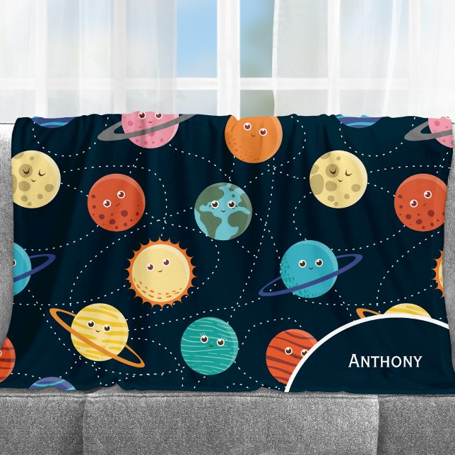 Fun Solar System Planets Muster für Kids Blue Fleecedecke (Von Creator hochgeladen)