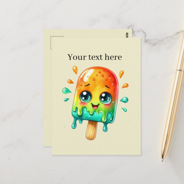 Fun Sommerzeit anpassbares Schmelzeis Postkarte (Vorderseite/Rückseite Beispiel)