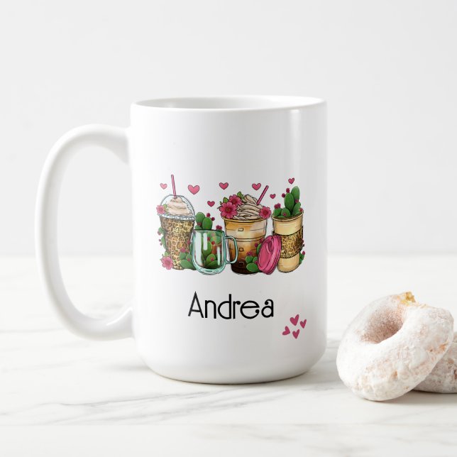 Fun Southwestern Cacti Kaffee Personalisiert Kaffeetasse (Mit Donut)