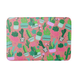 Fun Southwestern Niedlich Girly Pink Cactus Patter Badematte