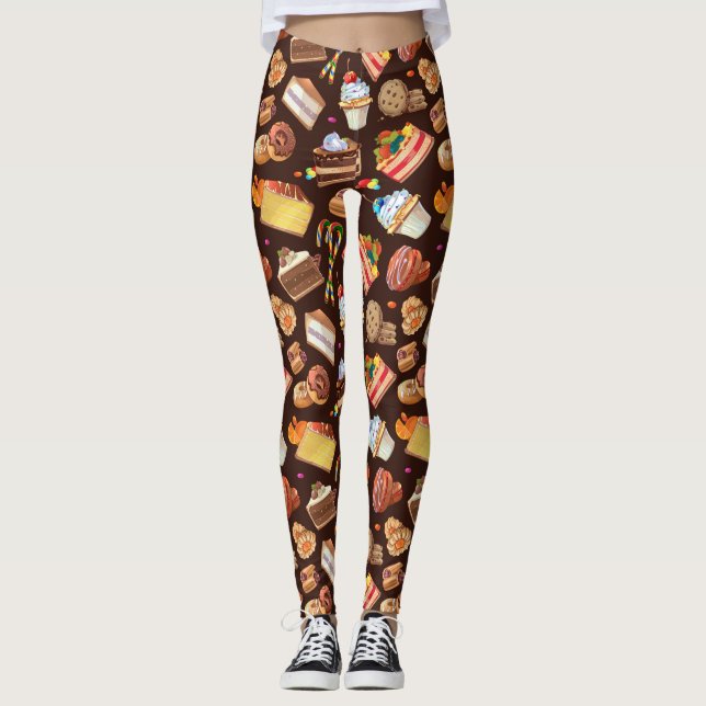 Fun Spaß Comic Cartoon Candy Süßigkeiten Kuchen De Leggings (Vorderseite)