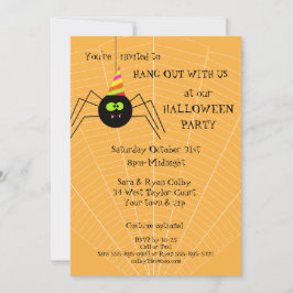 Fun Spider Orange Halloween-Party Einladung