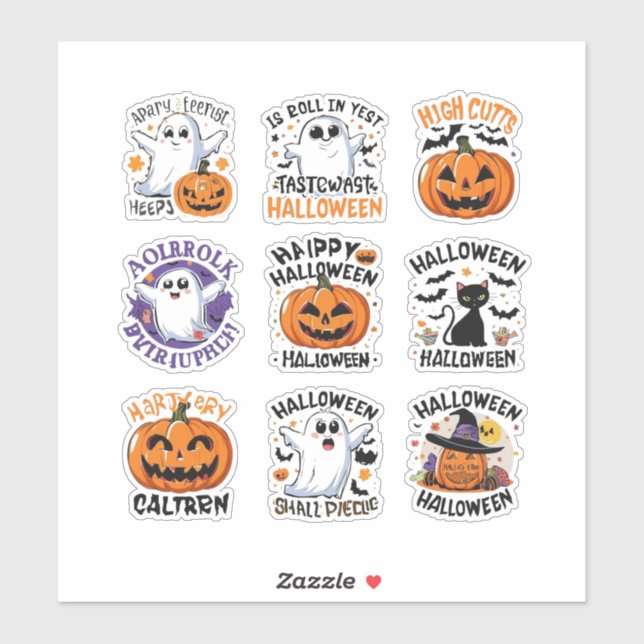 Fun Spooky Halloween Designs Sticker Set (Blatt)