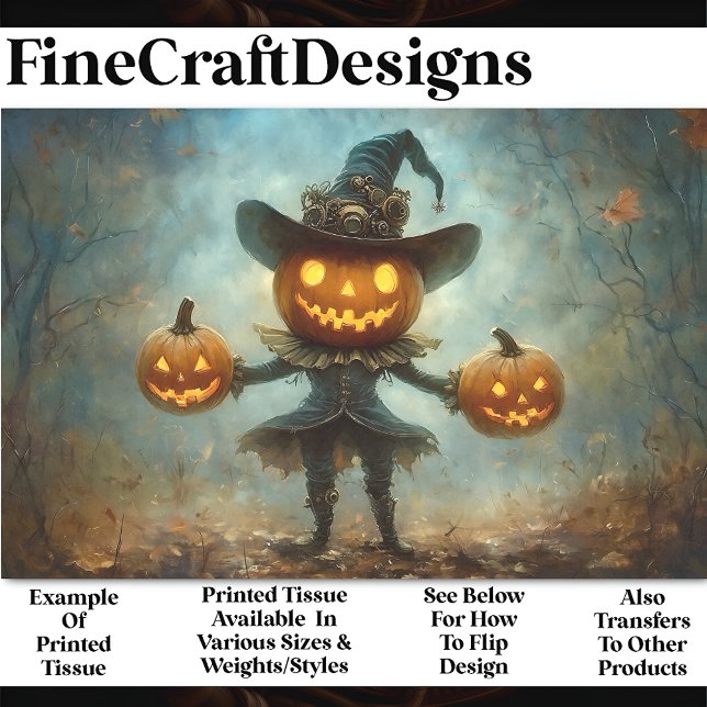 Fun Spooky Pumpkin Head Person AB3 Decoupage Seidenpapier (Von Creator hochgeladen)