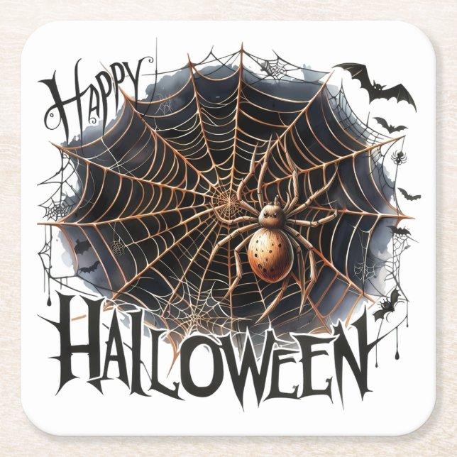 Fun Spooky Spider Web Halloween Paper Untersetzer (Vorderseite)
